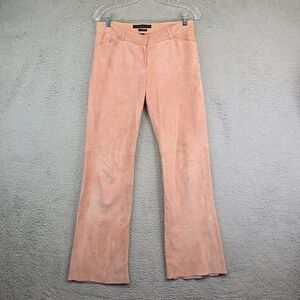 Express Design Studio Leather Pants‎ Women's Size 4 Pink Suede Boho Y2K Hippie